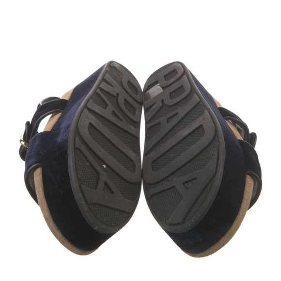 Prada Navy Blue and Tan Platform Sandals - Picture 5 of 5